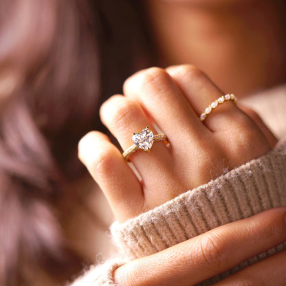 Heart Cut Hidden Halo & Triple Pave Lab-Grown Diamond Engagement Ring