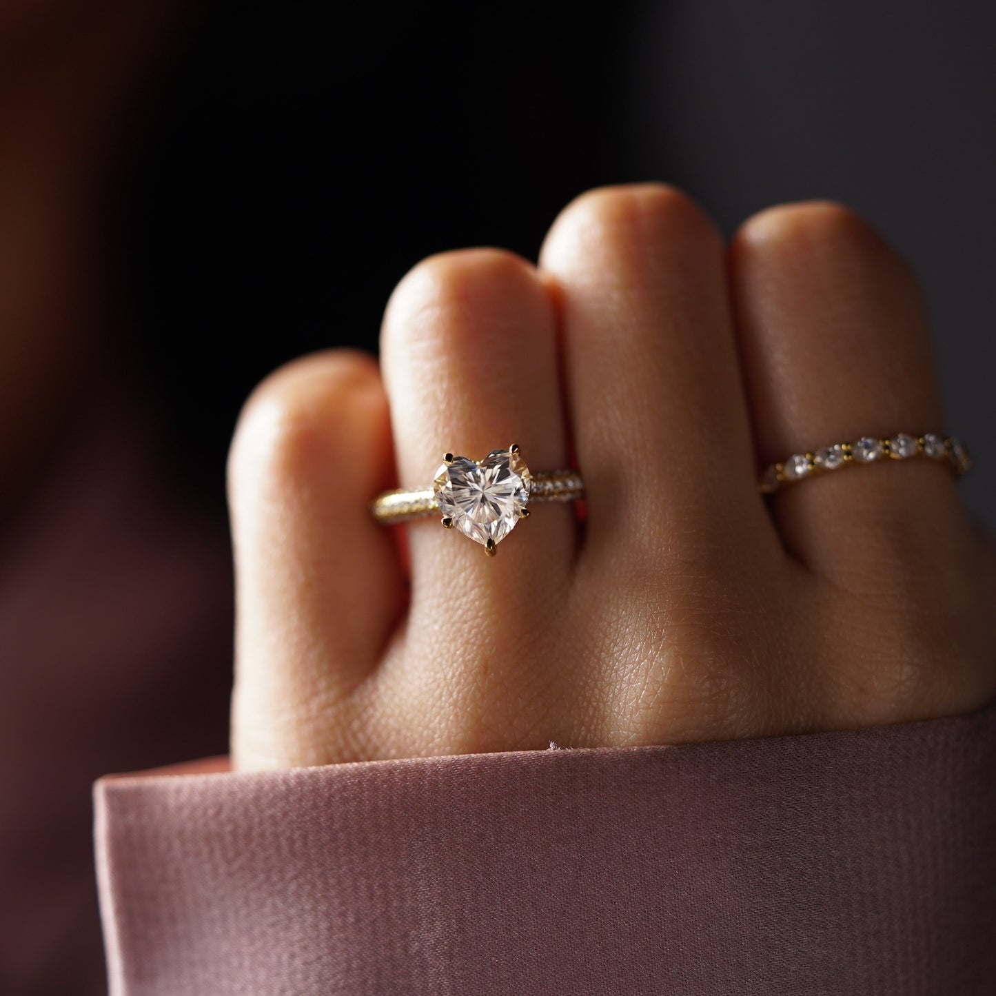 Heart Cut Hidden Halo & Triple Pave Lab-Grown Diamond Engagement Ring