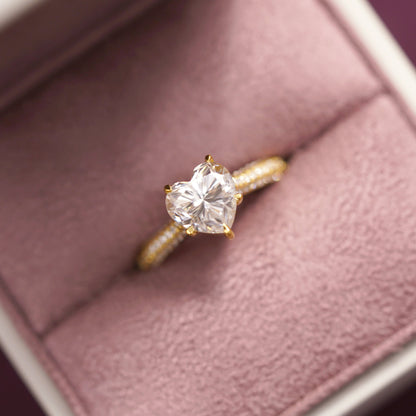Heart Cut Hidden Halo & Triple Pave Lab-Grown Diamond Engagement Ring