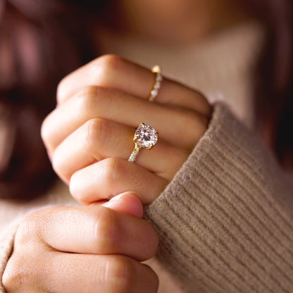 Round Cut Hidden Halo & Triple Pave Lab-Grown Diamond Engagement Ring