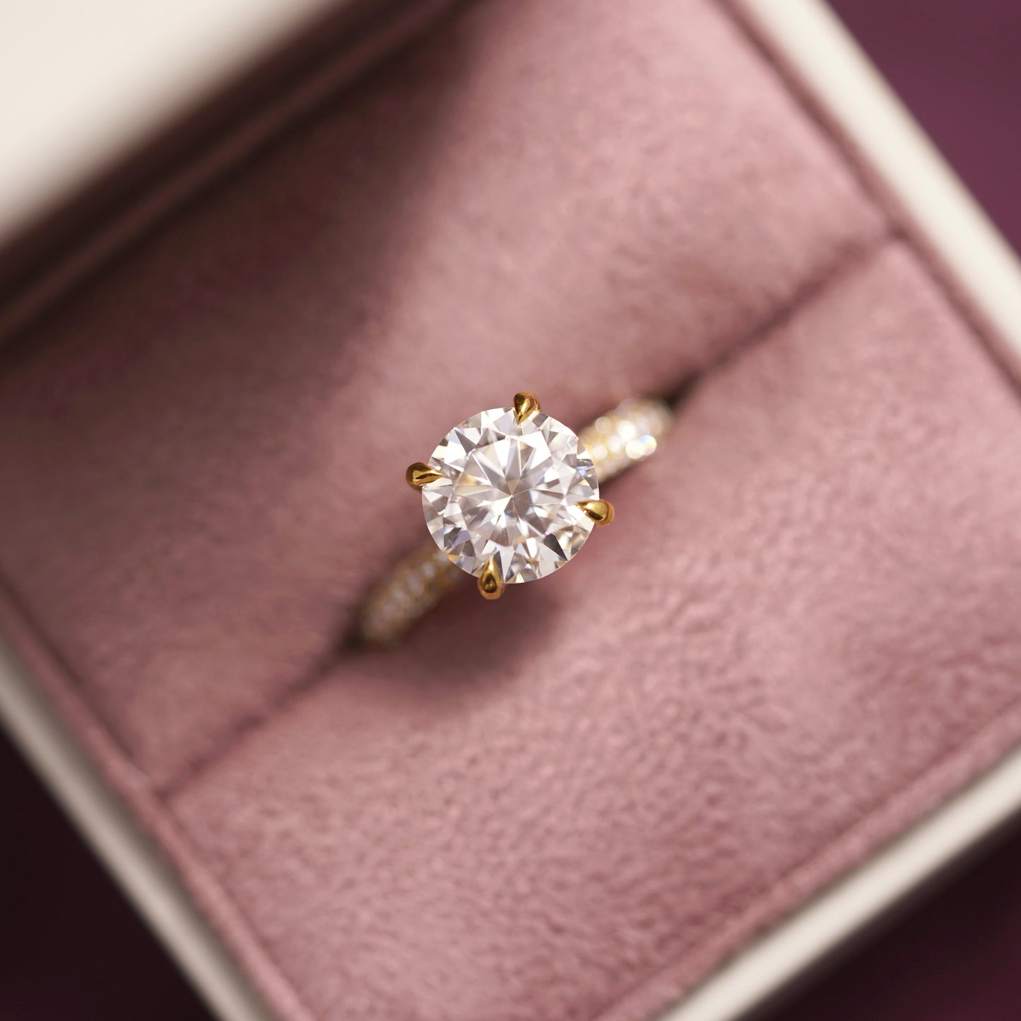 Round Cut Hidden Halo & Triple Pave Lab-Grown Diamond Engagement Ring