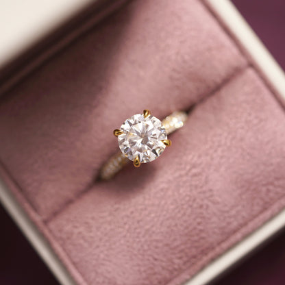 Round Cut Hidden Halo & Triple Pave Lab-Grown Diamond Engagement Ring