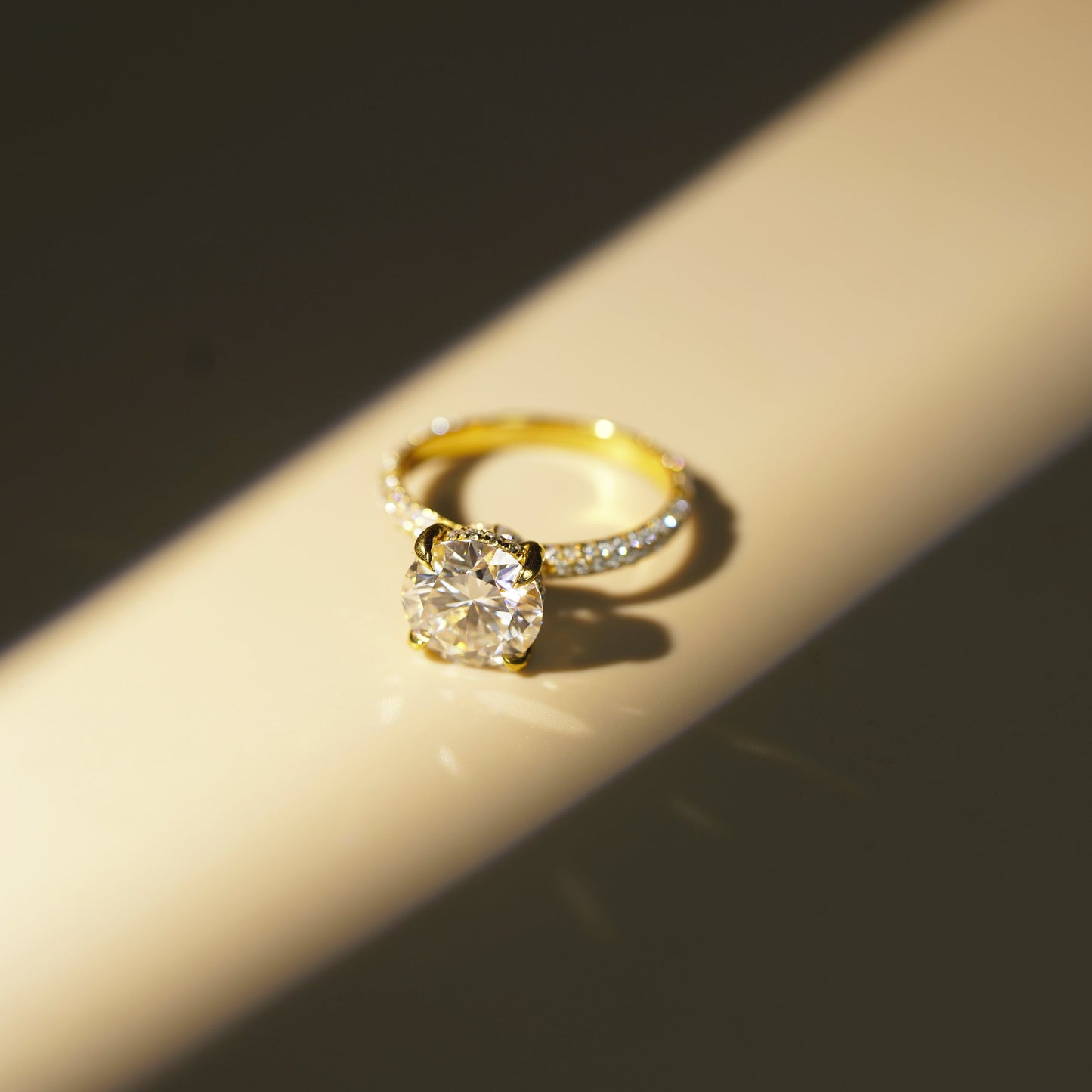 Round Cut Hidden Halo & Triple Pave Lab-Grown Diamond Engagement Ring