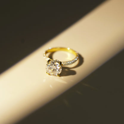 Round Cut Hidden Halo & Triple Pave Lab-Grown Diamond Engagement Ring