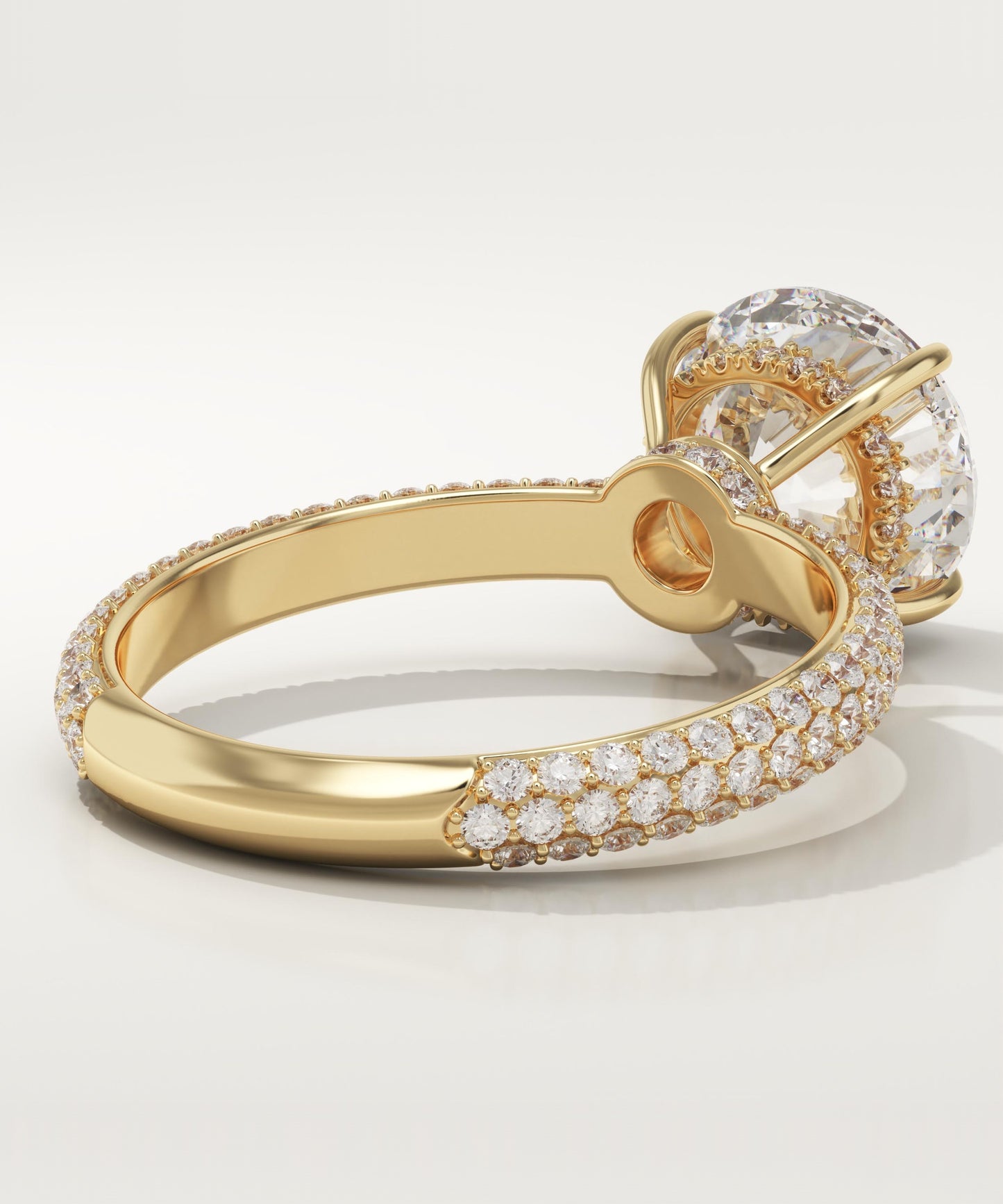 Round Cut Hidden Halo & Triple Pave Lab-Grown Diamond Engagement Ring