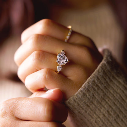 Heart Cut Three Stone Lab-Grown Diamond Engagement Ring