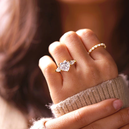 Heart Cut Three Stone Lab-Grown Diamond Engagement Ring