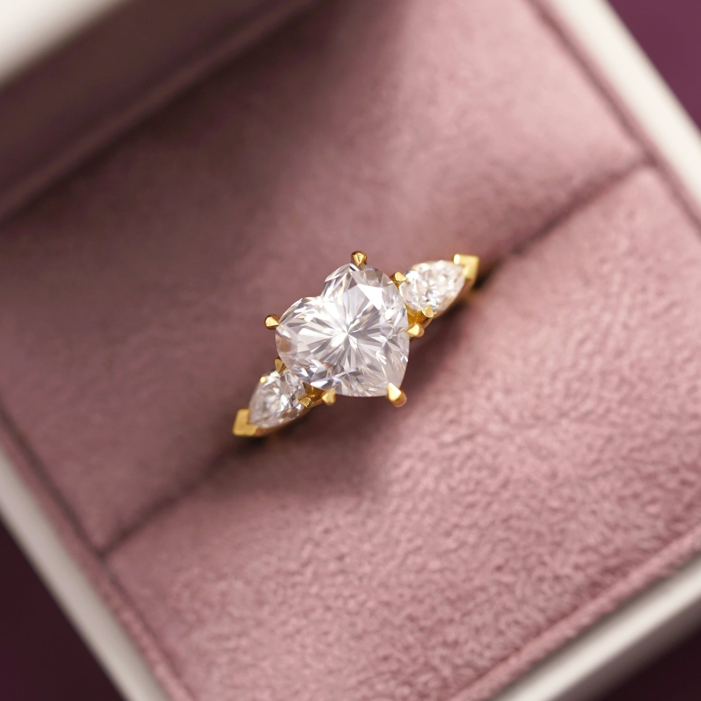 Heart Cut Three Stone Lab-Grown Diamond Engagement Ring