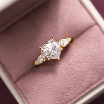 Heart Cut Three Stone Lab-Grown Diamond Engagement Ring
