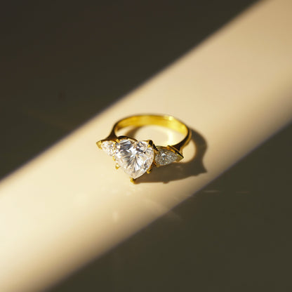 Heart Cut Three Stone Lab-Grown Diamond Engagement Ring