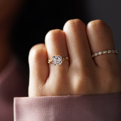 Cushion Cut Nature Inspired Lab-Grown Diamond Engagement Ring