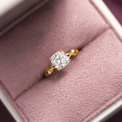 Cushion Cut Nature Inspired Lab-Grown Diamond Engagement Ring