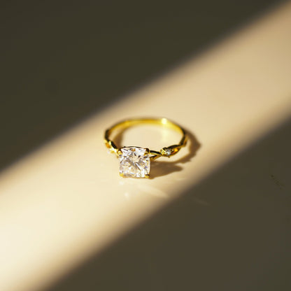 Cushion Cut Nature Inspired Lab-Grown Diamond Engagement Ring