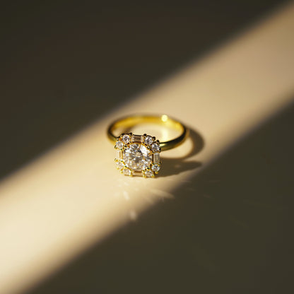 Round Cut Cluster Lab-Grown Diamond Engagement Ring