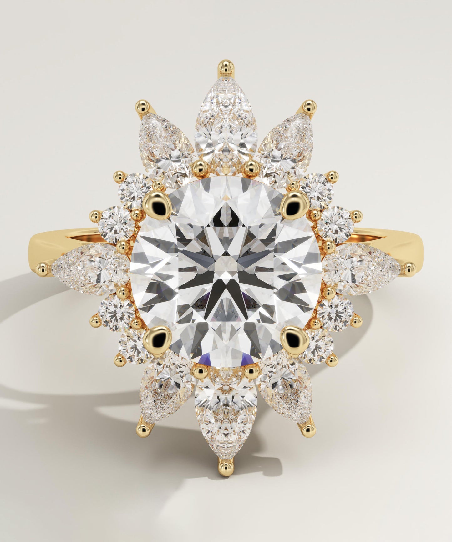 Round Cut Cluster Lab-Grown Diamond Engagement Ring