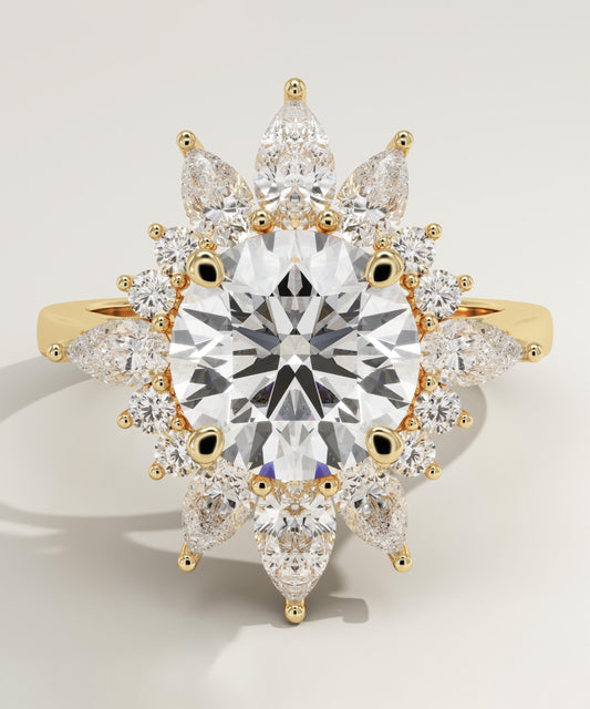 Round Cut Cluster Lab-Grown Diamond Engagement Ring