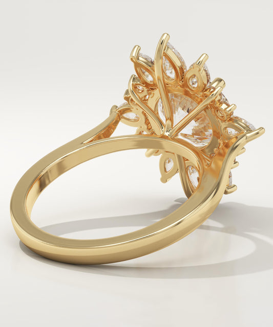 Round Cut Cluster Lab-Grown Diamond Engagement Ring