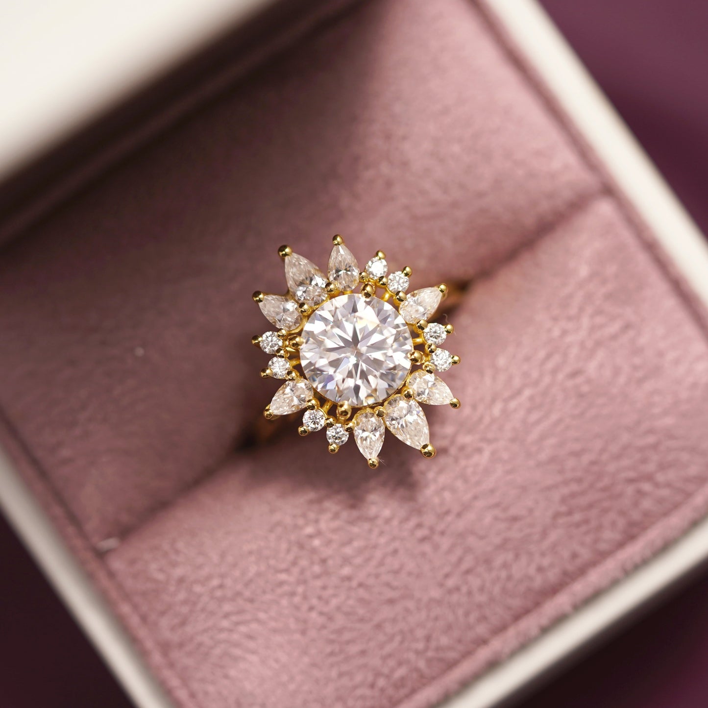 Round Cut Cluster Lab-Grown Diamond Engagement Ring