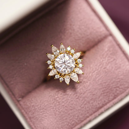 Round Cut Cluster Lab-Grown Diamond Engagement Ring