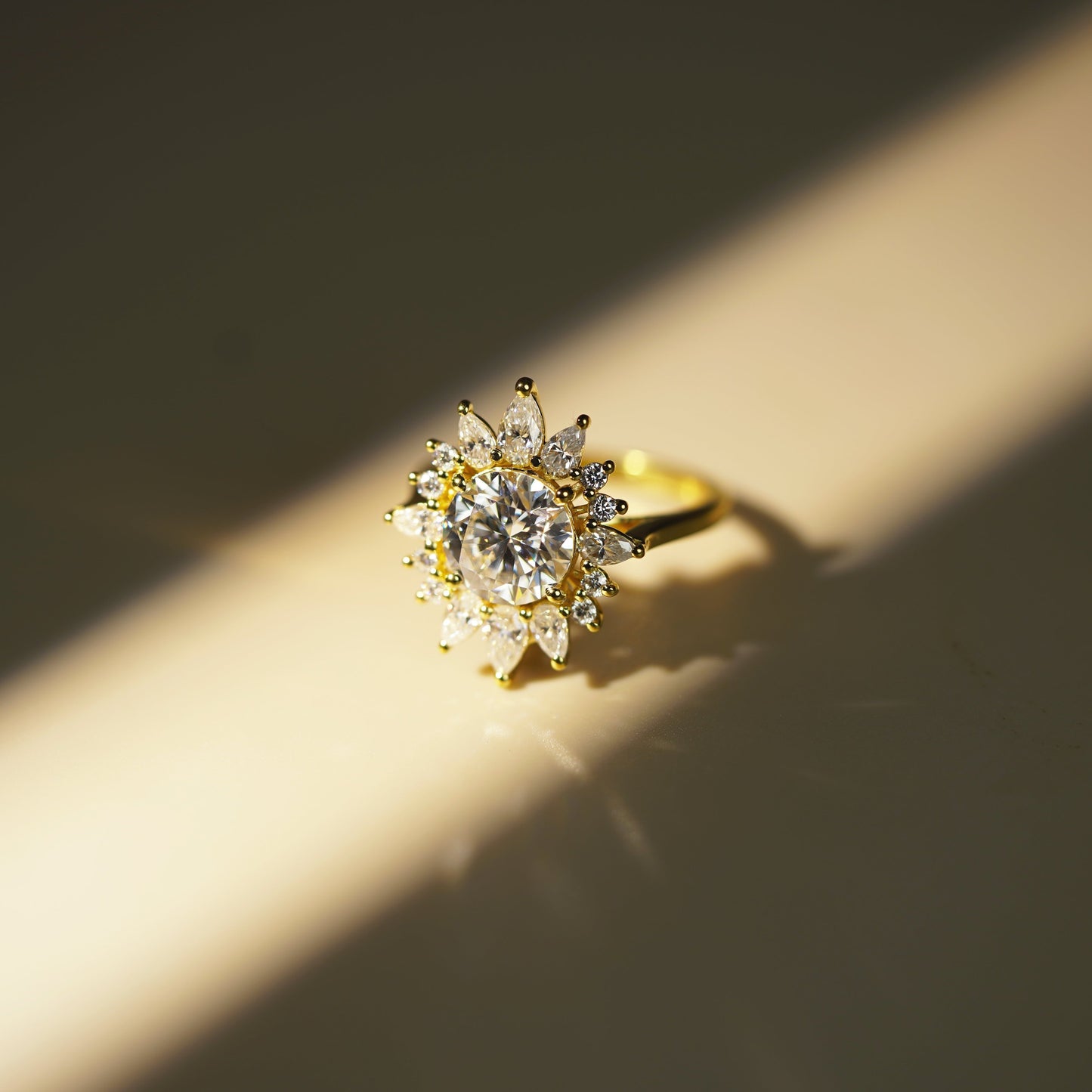 Round Cut Cluster Lab-Grown Diamond Engagement Ring