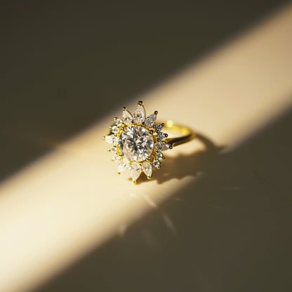 Round Cut Cluster Lab-Grown Diamond Engagement Ring