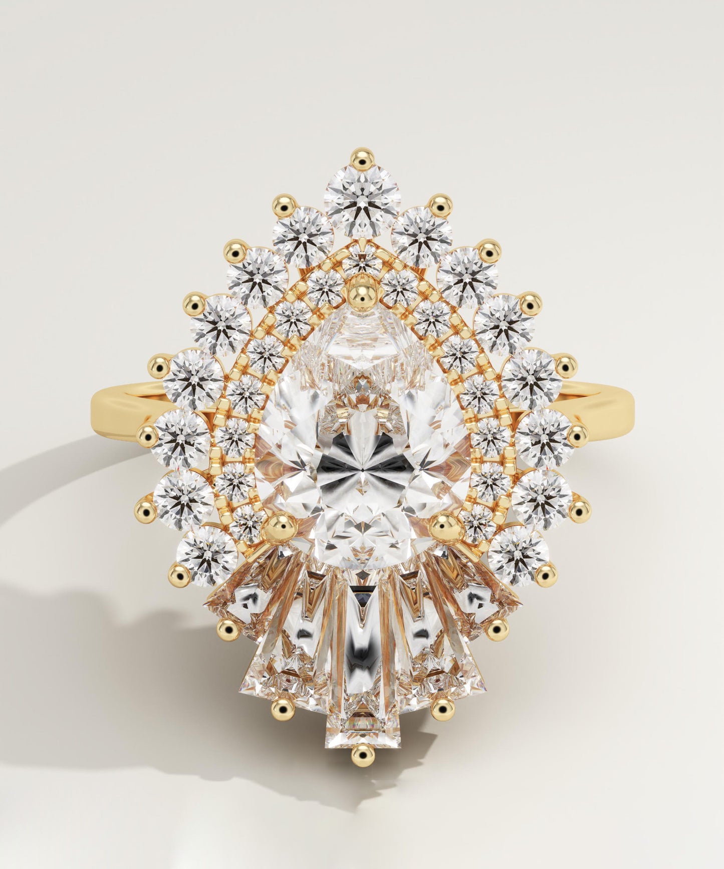 Pear Cut Cluster Lab-Grown Diamond Engagement Ring
