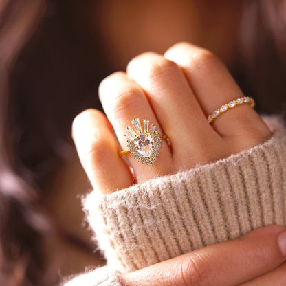 Pear Cut Cluster Lab-Grown Diamond Engagement Ring