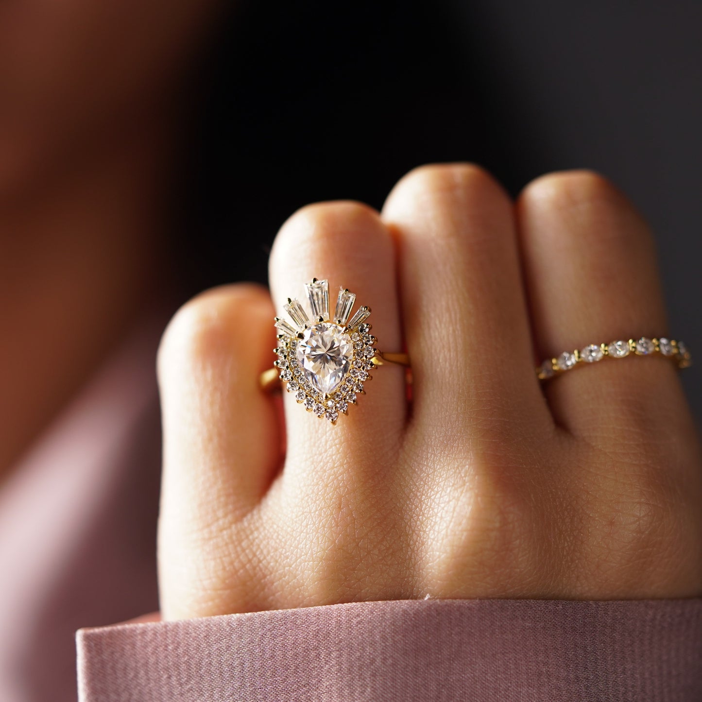 Pear Cut Cluster Lab-Grown Diamond Engagement Ring