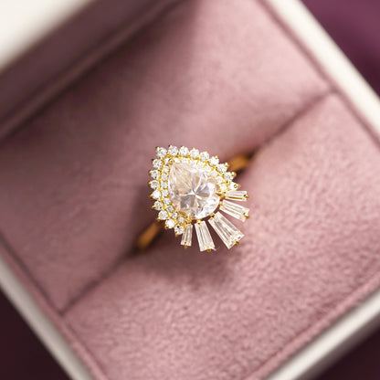 Pear Cut Cluster Lab-Grown Diamond Engagement Ring