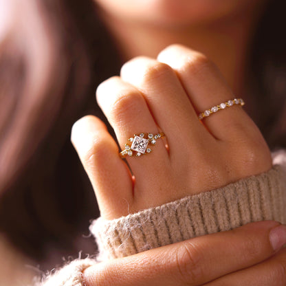 Princess Cut Cluster Lab-Grown Diamond Engagement Ring