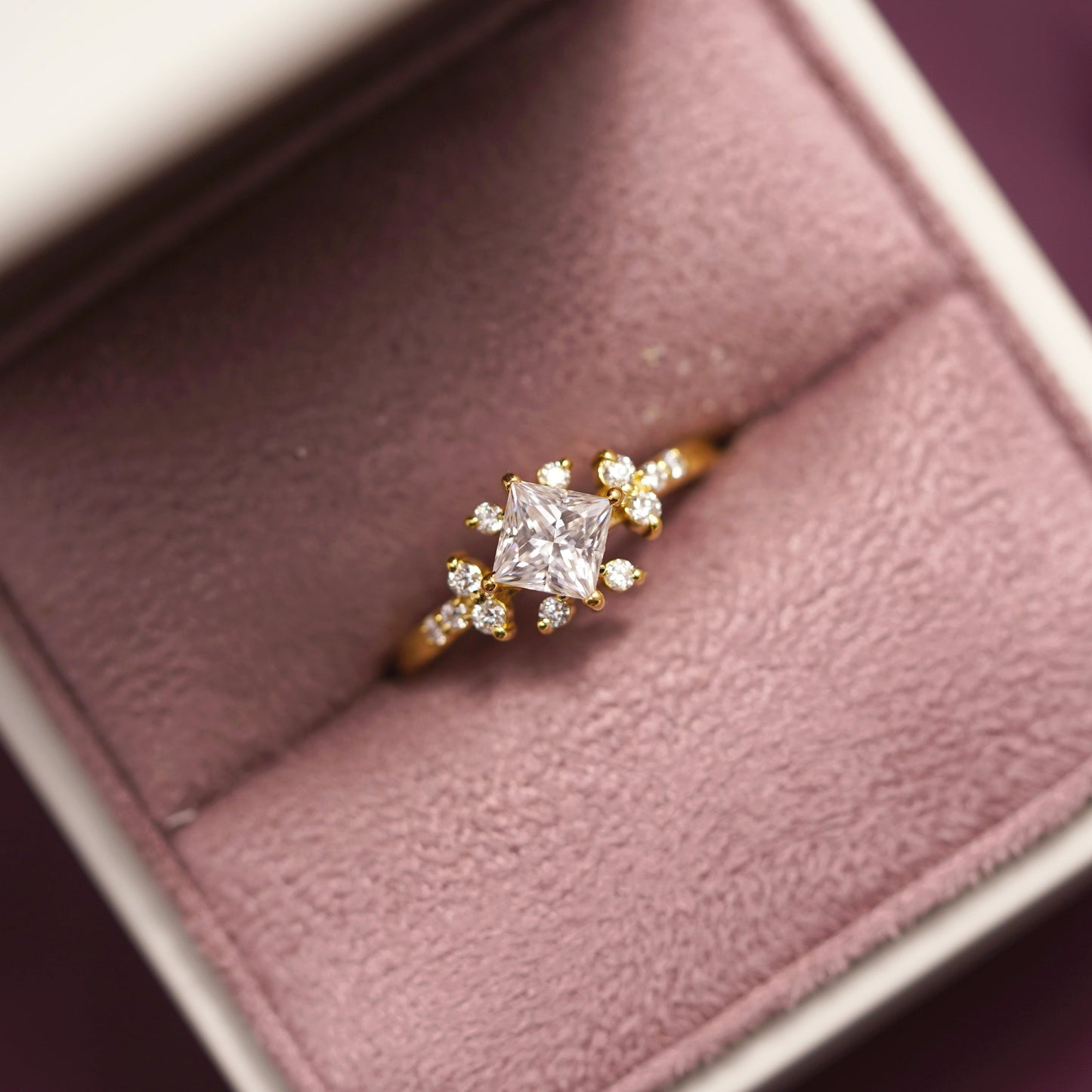 Princess Cut Cluster Lab-Grown Diamond Engagement Ring
