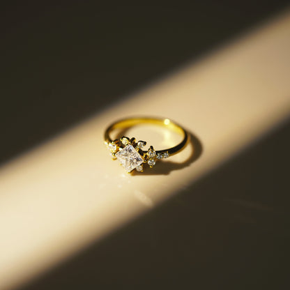 Princess Cut Cluster Lab-Grown Diamond Engagement Ring