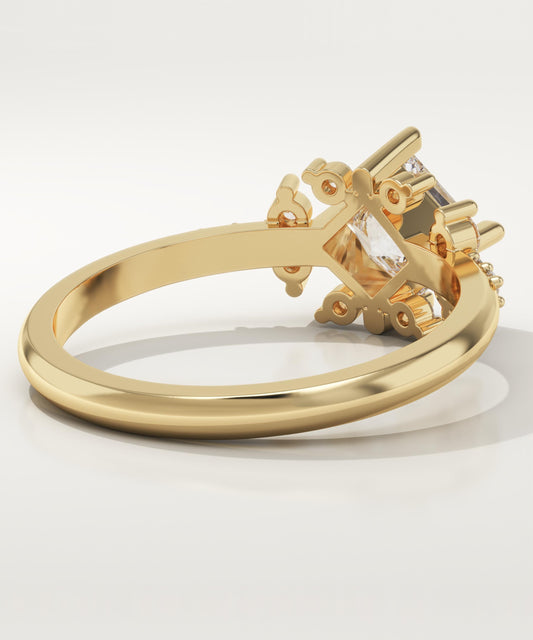 Princess Cut Cluster Lab-Grown Diamond Engagement Ring