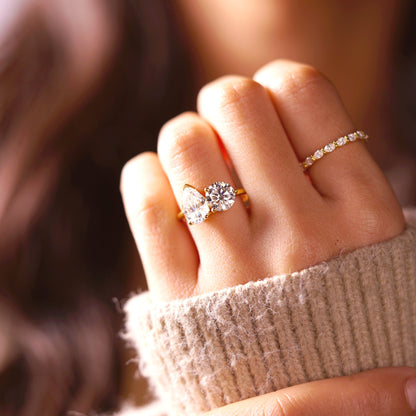 3.5 TCW Pear & Round Cut Toi Et Moi Lab-Grown Diamond Engagement Ring