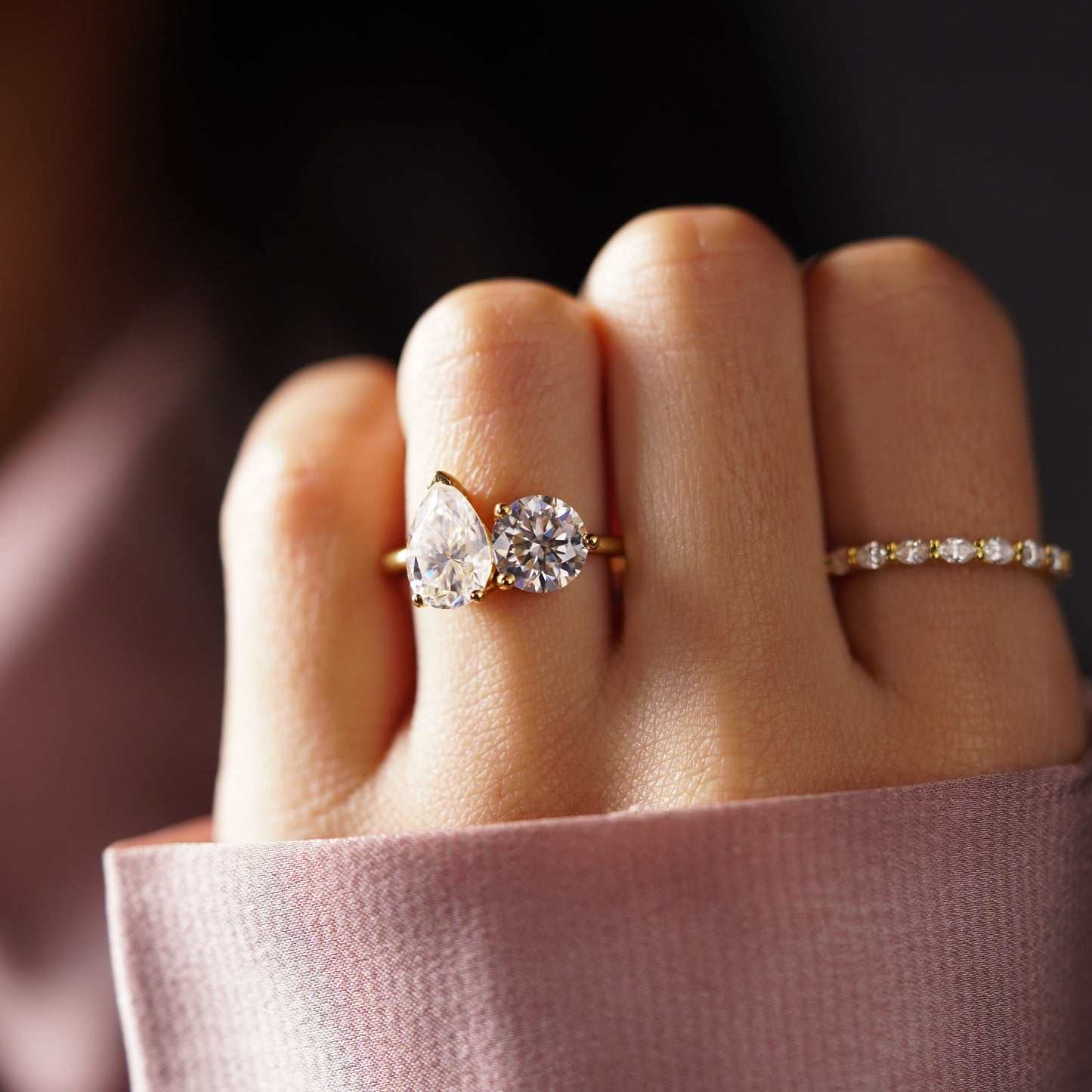 3.5 TCW Pear & Round Cut Toi Et Moi Lab-Grown Diamond Engagement Ring