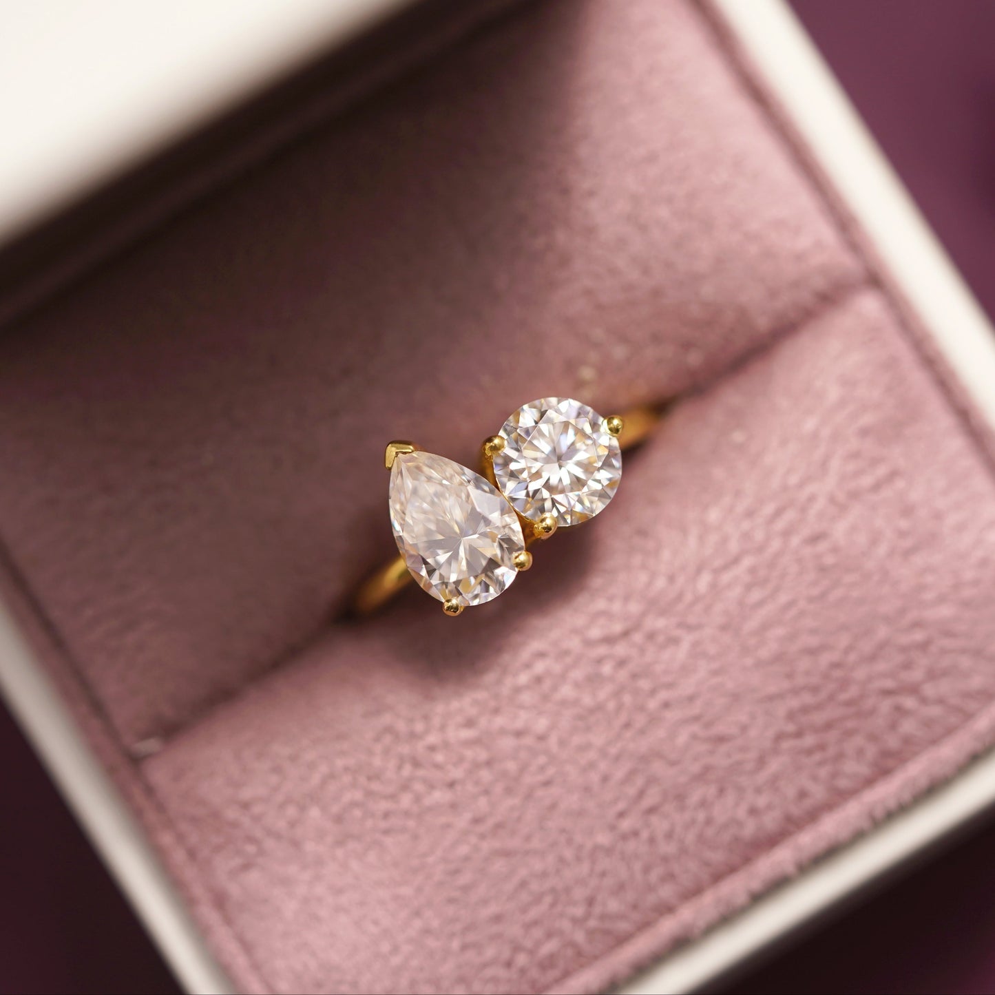 3.5 TCW Pear & Round Cut Toi Et Moi Lab-Grown Diamond Engagement Ring