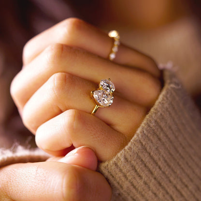 3.5 TCW Pear & Round Cut Toi Et Moi Lab-Grown Diamond Engagement Ring