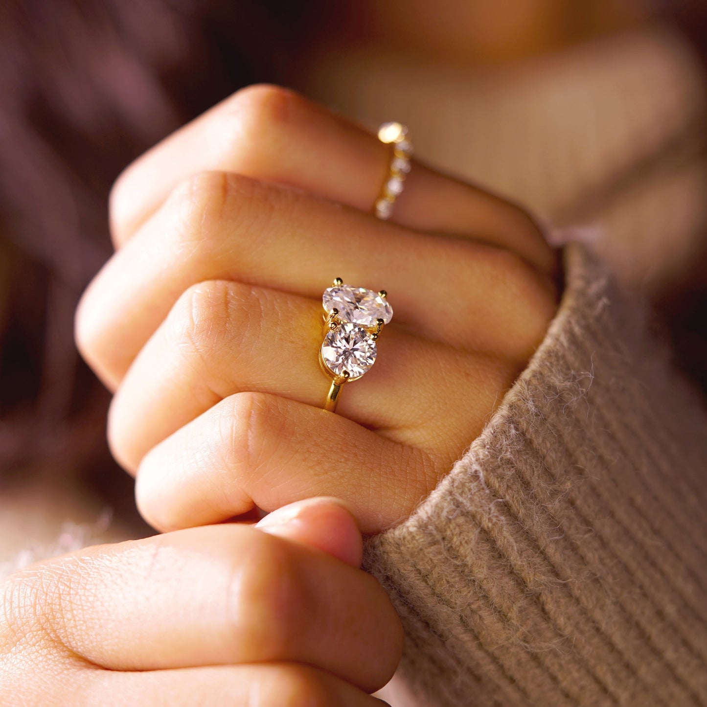 4 TCW Oval & Round Cut Toi Et Moi Lab-Grown Diamond Engagement Ring