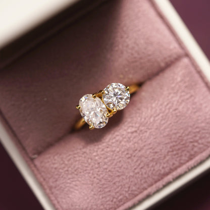 4 TCW Oval & Round Cut Toi Et Moi Lab-Grown Diamond Engagement Ring
