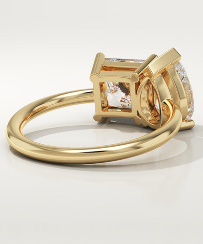 4.75 TCW Princess & Pear Cut Toi Et Moi Lab-Grown Diamond Engagement Ring