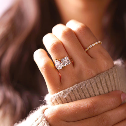 4.75 TCW Princess & Pear Cut Toi Et Moi Lab-Grown Diamond Engagement Ring