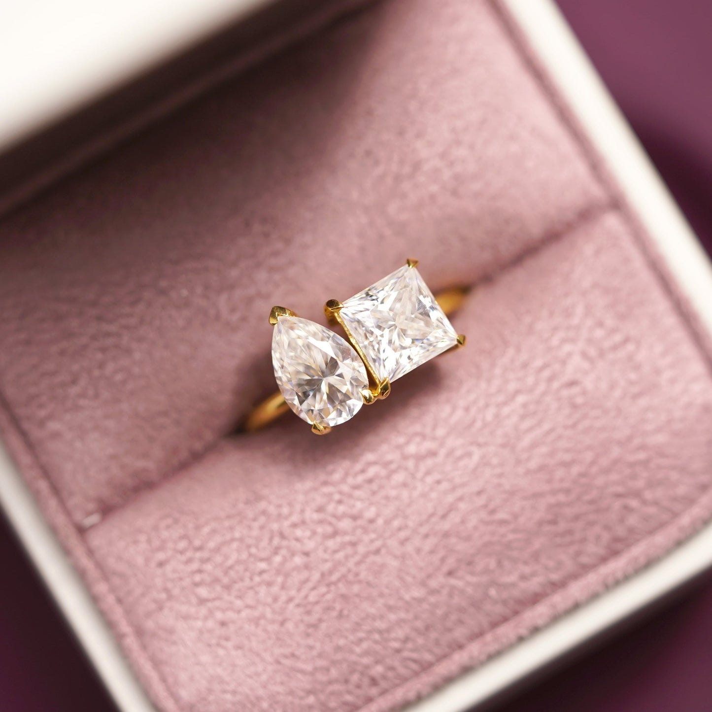 4.75 TCW Princess & Pear Cut Toi Et Moi Lab-Grown Diamond Engagement Ring