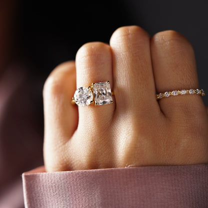 5 TCW Radiant & Round Cut Toi Et Moi Lab-Grown Diamond Engagement Ring
