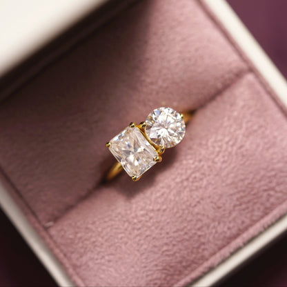 5 TCW Radiant & Round Cut Toi Et Moi Lab-Grown Diamond Engagement Ring