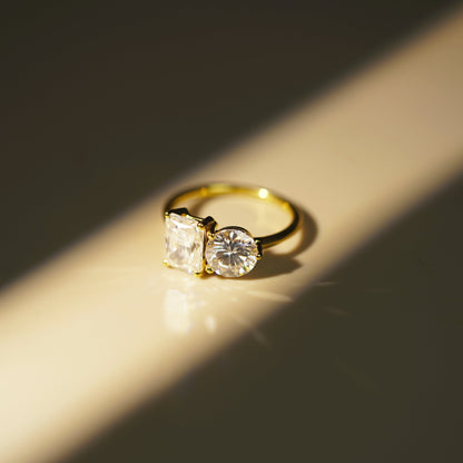 5 TCW Radiant & Round Cut Toi Et Moi Lab-Grown Diamond Engagement Ring