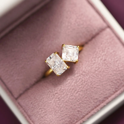 4.75 TCW Radiant & Asscher Cut Toi Et Moi Lab-Grown Diamond Engagement Ring