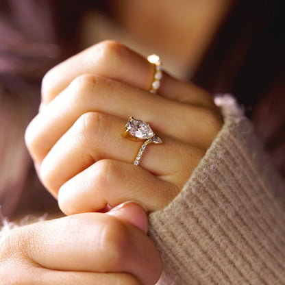 Pear Cut Pave Lab-Grown Diamond Engagement Ring