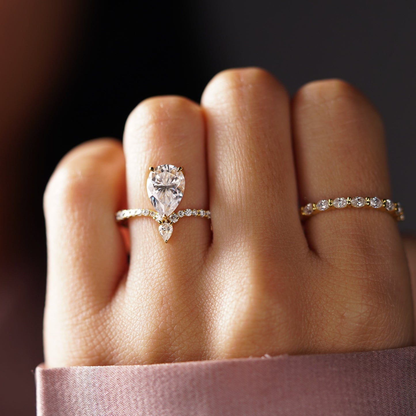 Pear Cut Pave Lab-Grown Diamond Engagement Ring