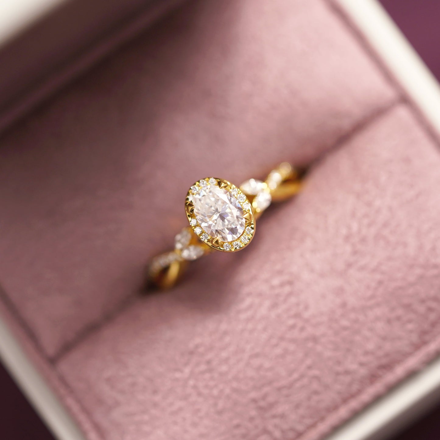 Oval Cut Cluster Lab-Grown Diamond Engagement Ring