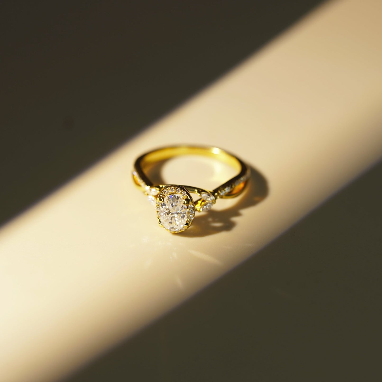 Oval Cut Cluster Lab-Grown Diamond Engagement Ring